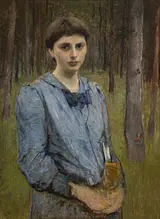 Bertha Wegmann: En ung pige i skoven (Toni Möller), 1895. Den Hirschsprungske Samling.