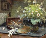 Bertha Wegmann: Stillleben mit Feldblumenstrauß und Künstlerpalette, (1880er Jahre). Die Sammlung Hirschsprung.