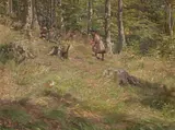 Emilie Mundt: ’Parti fra en skovlysning med legende børn’, 1890. Den Hirschsprungske Samling.
