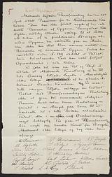 Protestskrivelse til Kunstakademiets Plenarforsamling 9. maj 1885, underskrevet af 41 kunstnere. Den Hirschsprungske Samlings brevarkiv.