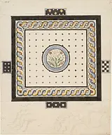 Joakim Skovgaard schmückte das Foyer des Museums aus. Hier ein Entwurf für das Fußbodenmosaik mit der Tabakpflanze in der Mitte