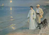 P.S. Krøyer: Sommeraften ved Skagens strand. Kunstneren og hans hustru. 1899.