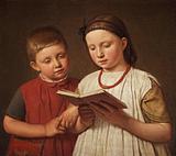 Christen Købke: Two reading children. The artist’s son Peter and niece Cecilie Feilberg, later Gottlieb (1845). The Hirschsprung Collection