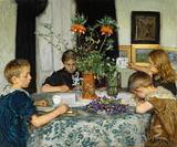 Viggo Johansen: Children painting Spring Flowers, 1894. Art Museums of Skagen 