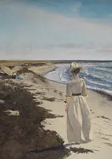 L.A. Ring: Dame ved Karrebæksminde Strand, 1898. SMK.