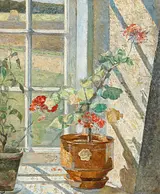 Olga Meisner-Jensen: Windowsill with Pelargonium, n.d. Private collection. Photo: © Bruun Rasmussen Kunstauktioner – Part of the Bonhams Network&nbsp;