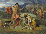 J.L. Lund: 'Pyrrhus og Andromache ved Hektors grav', (1807-11). Statens Museum for Kunst.