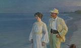 P.S. Krøyer: Summer evening at the beach at Skagen. The painter and his wife. 1899. The Hirschsprung Collection