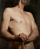 P.S. Krøyer: Modelstudie. Overkrop af en nøgen mand, u.å. Den Hirschsprungske Samling.